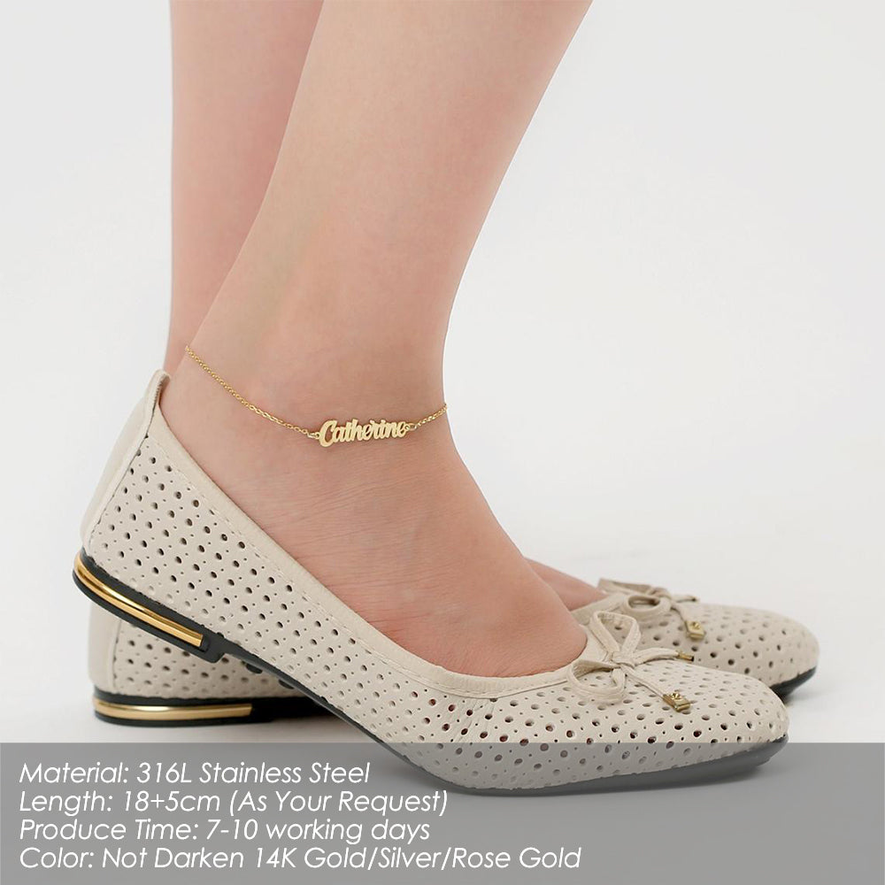 Personalized Custom 316L Stainless Steel Jewelry, English Alphabet Name Anklet Personalized Custom 316L Stainless Steel Jewelry, English Alphabet Name Anklet
